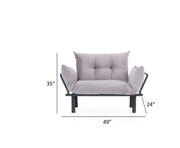 English Elm Sona Futon Love Seat Convertible Compact Metal Frame Sofa Bed for Small Spaces and Guest Comfort Gray B029119241