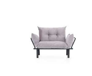 English Elm Sona Futon Love Seat Convertible Compact Metal Frame Sofa Bed for Small Spaces and Guest Comfort Gray B029119241