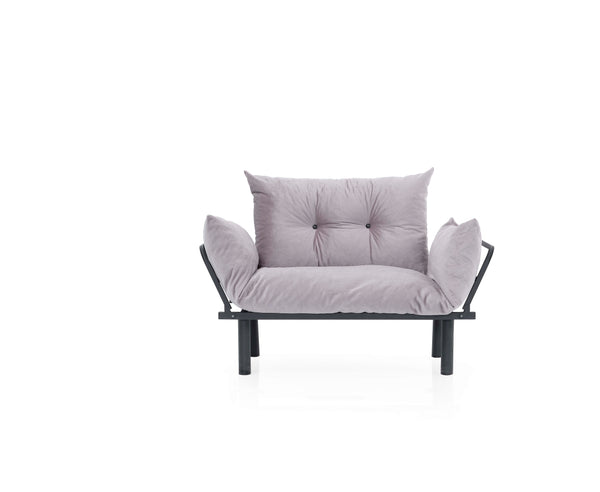 English Elm Sona Futon Love Seat Convertible Compact Metal Frame Sofa Bed for Small Spaces and Guest Comfort Gray B029119241