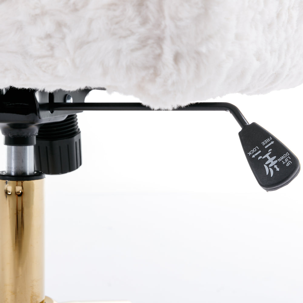 English Elm A&A Plush Alpaca Wool Office Chair Beige with Golden Metal Base, Recline 40° & Wide Deep Seat W114392211