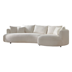 English Elm Curved Boucle Sectional Sofa Cloud Silhouette 5 Seat Modern Living Room Couch W876S00130