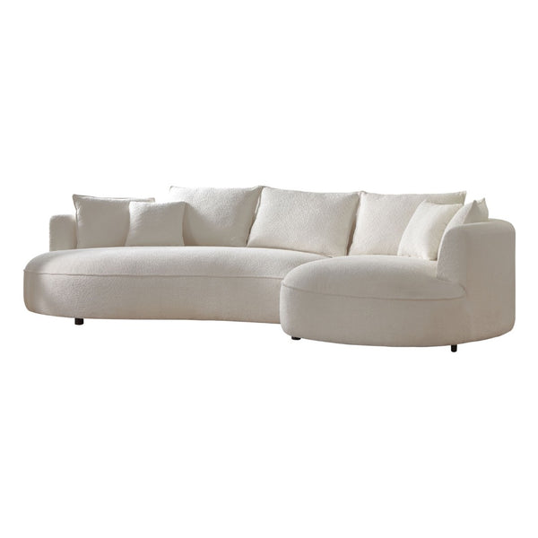 English Elm Curved Boucle Sectional Sofa Cloud Silhouette 5 Seat Modern Living Room Couch W876S00130
