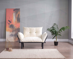 English Elm Sona Futon Love Seat Metal Frame Compact Convertible Sofa Bed for Small Spaces with Modern Style Cream B029119232