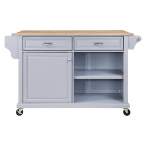 English Elm Cambridge Natural Wood Top Kitchen Island Cart With Storage, Drawers & Mobile Design For Easy Use W914107254
