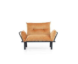 English Elm Sona Futon Loveseat Convertible Two Seat Sofa for Studio Apartments and Guest Rooms Mustard B029119236