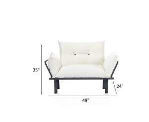 English Elm Sona Futon Love Seat Metal Frame Compact Convertible Sofa Bed for Small Spaces with Modern Style Cream B029119232