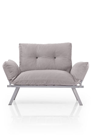 English Elm Alora Futon Love Seat with Sleek Metal Legs — Compact 43" Length, Modern Space-Saving Comfort and Style Stone Gray B029119231