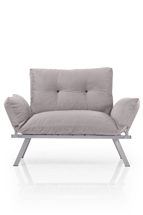 English Elm Alora Futon Love Seat with Sleek Metal Legs — Compact 43" Length, Modern Space-Saving Comfort and Style Stone Gray B029119231