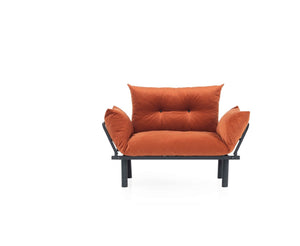 English Elm Sona Futon Loveseat Convertible Two Seat Sofa for Studio Apartments and Guest Rooms Orange B029119235