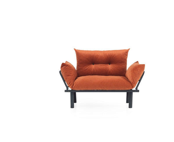 English Elm Sona Futon Loveseat Convertible Two Seat Sofa for Studio Apartments and Guest Rooms Orange B029119235
