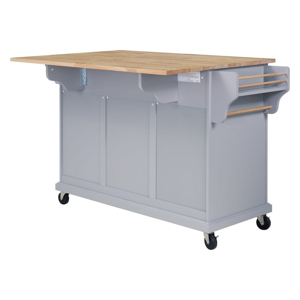 English Elm Cambridge Natural Wood Top Kitchen Island Cart With Storage, Drawers & Mobile Design For Easy Use W914107254