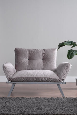 English Elm Alora Futon Love Seat with Sleek Metal Legs — Compact 43" Length, Modern Space-Saving Comfort and Style Stone Gray B029119231