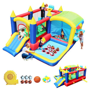 English Elm 7 in 1 Inflatable Bouncy Castle with Jump Zone Ball Pit and Obstacles for Kids W1677109362