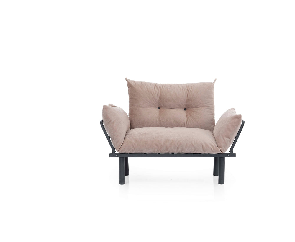 English Elm Sona Futon Love Seat Metal Frame Compact Convertible Sofa Bed for Small Spaces with Modern Style Beige B029119233