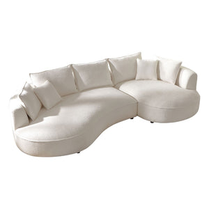 English Elm Curved Boucle Sectional Sofa Cloud Silhouette 5 Seat Modern Living Room Couch W876S00130