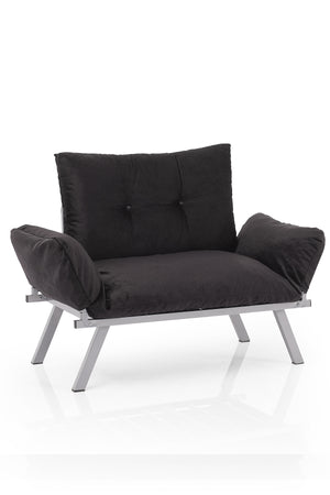 English Elm Alora Futon Love Seat with Sleek Metal Legs — Compact 43" Length, Modern Space-Saving Comfort and Style Black B029119230