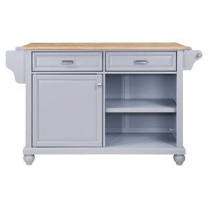 English Elm Cambridge Natural Wood Top Kitchen Island Cart With Storage, Drawers & Mobile Design For Easy Use W914107254