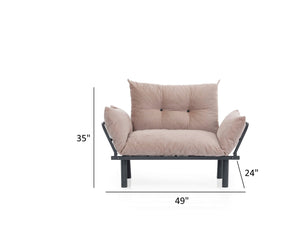 English Elm Sona Futon Love Seat Metal Frame Compact Convertible Sofa Bed for Small Spaces with Modern Style Beige B029119233