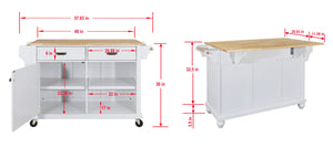 English Elm Cambridge Natural Wood Top Kitchen Island Cart With Storage, Drawers & Mobile Design For Easy Use W914107254
