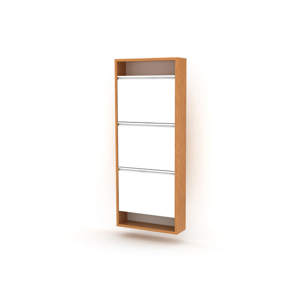 English Elm Hide 3 Tier Wood Frame Shoe Storage Rack — Slim Vertical Organizer, Space-Saving Entryway Solution Walnut B029119228