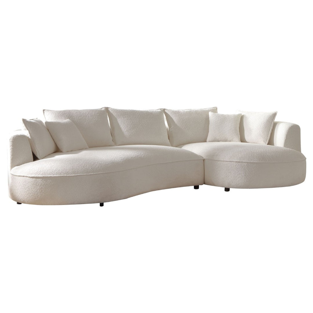 English Elm Curved Boucle Sectional Sofa Cloud Silhouette 5 Seat Modern Living Room Couch W876S00130