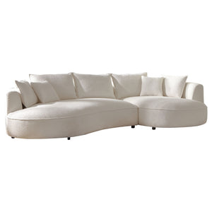 English Elm Curved Boucle Sectional Sofa Cloud Silhouette 5 Seat Modern Living Room Couch W876S00130