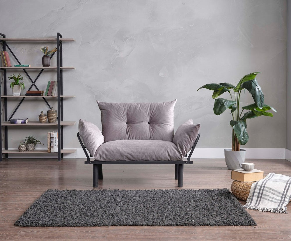 English Elm Sona Futon Love Seat Convertible Compact Metal Frame Sofa Bed for Small Spaces and Guest Comfort Gray B029119241