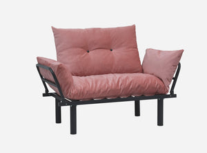 English Elm Sona Futon Love Seat Convertible Compact Metal Frame Sofa Bed for Small Spaces and Guest Comfort Pink B029119240