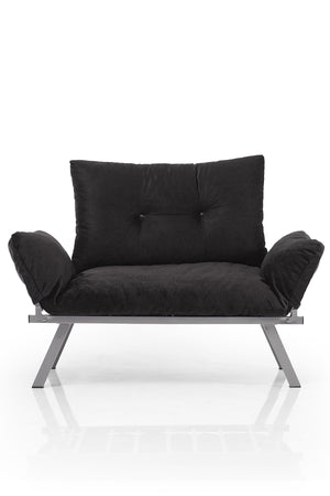 English Elm Alora Futon Love Seat with Sleek Metal Legs — Compact 43" Length, Modern Space-Saving Comfort and Style Black B029119230