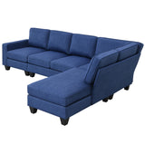 Hearth and Haven Zachary L Shaped Sectional Sofa with Ottoman, Blue