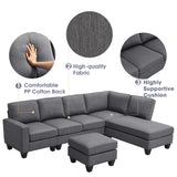 Hearth and Haven Zachary 5-Piece L-Shaped Sectional Sofa Set with Ottoman, Dark Grey GS000088AAR