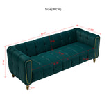 English Elm Modern Velvet Sofa 83.07 Inch For Living Room Green Color