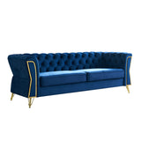 Blue Velvet Tufted Sofa with Modern Design, 87.4