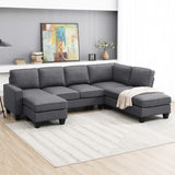 Hearth and Haven Zachary 5-Piece L-Shaped Sectional Sofa Set with Ottoman, Dark Grey GS000088AAR