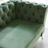 English Elm Modern Tufted Velvet Sofa 87.4 Inch For Living Room Mint Green Color