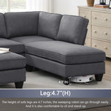 Hearth and Haven Zachary 5-Piece L-Shaped Sectional Sofa Set with Ottoman, Dark Grey GS000088AAR