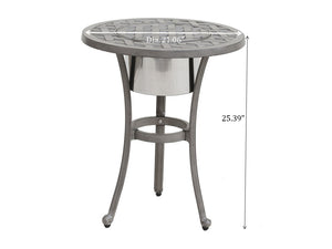 English Elm 21 Cast Aluminum 21-Inch Round Bistro Table with Built-In Ice Bucket, Grey Lattice, Weather-Resistant Finish B010S00425