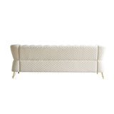 English Elm Modern Tufted Velvet Sofa 87.4 Inch For Living Room Beige Color