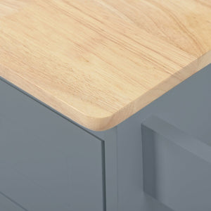 English Elm Kitchen Island Cart with Drop Leaf Power Outlet Rubberwood Top Wine Rack Rolling Blue WF305556AAG