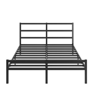English Elm Metal Platform Bed with Wave Wood Headboard Heavy Duty Iron Frame No Box Spring W578107709