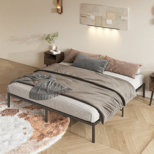 English Elm Metal Platform Bed Frame - Sturdy Design, No Box Spring Required, Modern Minimalist Style (King) W578107703