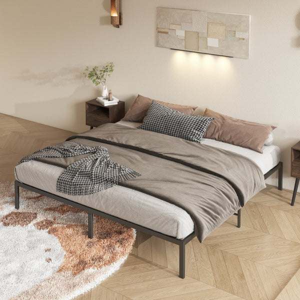 English Elm Metal Platform Bed Frame - Sturdy Design, No Box Spring Required, Modern Minimalist Style (King) W578107703