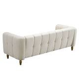 English Elm Modern Velvet Sofa 83.07 Inch For Living Room Beige Color