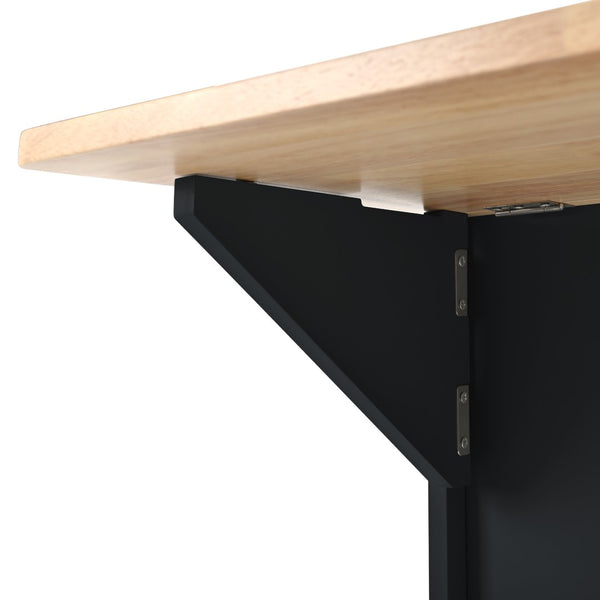 English Elm Kitchen Island Cart with Drop Leaf Power Outlet Rubberwood Top Wine Rack Rolling Black WF305556AAB