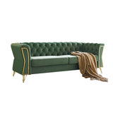 English Elm Modern Tufted Velvet Sofa 87.4 Inch For Living Room Mint Green Color