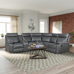 Home Theater Seating Manual Recliner Sofa With Cup Holders & Hideaway Storage, Pu Comfort, Sturdy Frame, Infinite Positions, 330 Lb Capacity