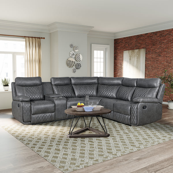 Home Theater Seating Manual Recliner Sofa With Cup Holders & Hideaway Storage, Pu Comfort, Sturdy Frame, Infinite Positions, 330 Lb Capacity