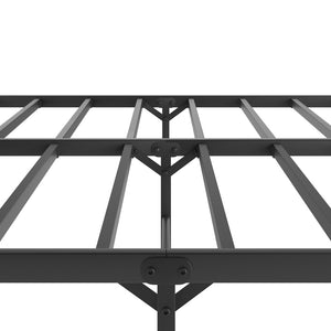 English Elm Metal Platform Bed with Wave Wood Headboard Heavy Duty Iron Frame No Box Spring W578107709