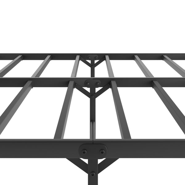 English Elm Metal Platform Bed with Wave Wood Headboard Heavy Duty Iron Frame No Box Spring W578107709