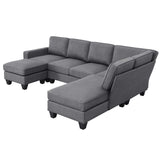 Hearth and Haven Zachary 5-Piece L-Shaped Sectional Sofa Set with Ottoman, Dark Grey GS000088AAR